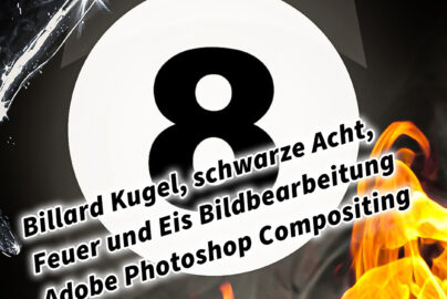 Billard Kugel schwarze Acht Feuer und Eis Bildbearbeitung Adobe Photoshop Compositing