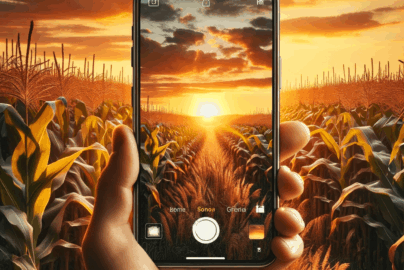 Sonnenuntergang im Kornfeld mit dem Handy fotografiert. Weitwinkel statt einfach knipsen. Apple iPhone iOS Smartphone Photography. Fotografieren und Filmen mit dem Smartphone: Bessere Fotos und Videos mit dem Handy für Freizeit, Hobby und Business